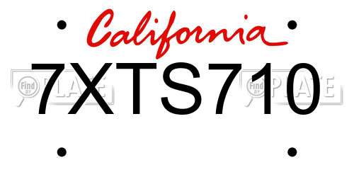 7XTS710 California License Plate
