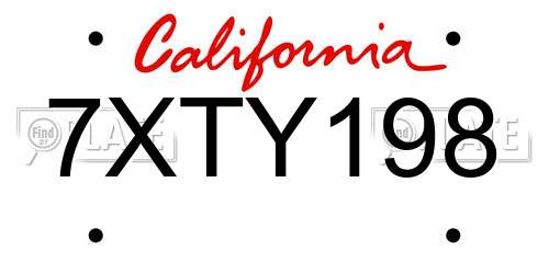7XTY198 California License Plate