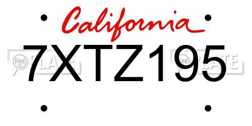 7XTZ195 California License Plate