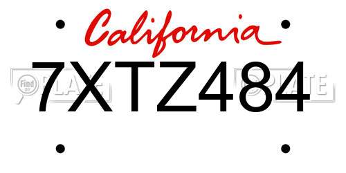 7XTZ484 California License Plate