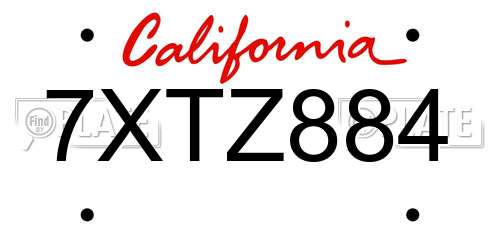 7XTZ884 California License Plate