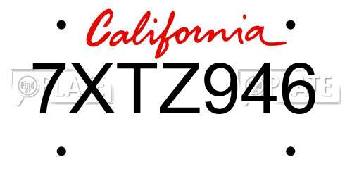 7XTZ946 California License Plate