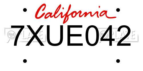 7XUE042 license plate in CA state
