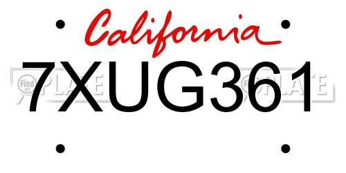 7XUG361 California License Plate