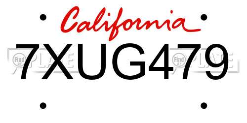 7XUG479 California License Plate