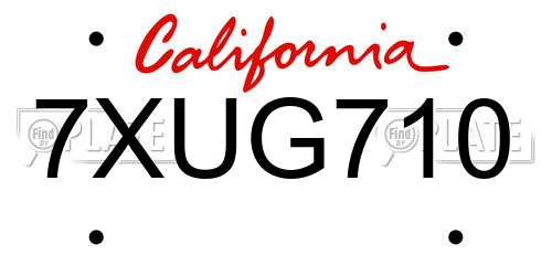 7XUG710 California License Plate