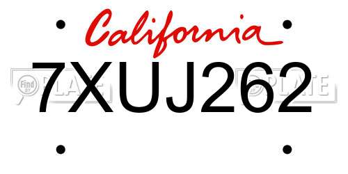 7XUJ262 California License Plate