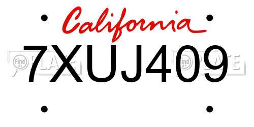 7XUJ409 California License Plate