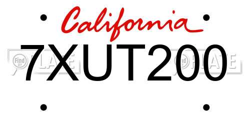 7XUT200 California License Plate