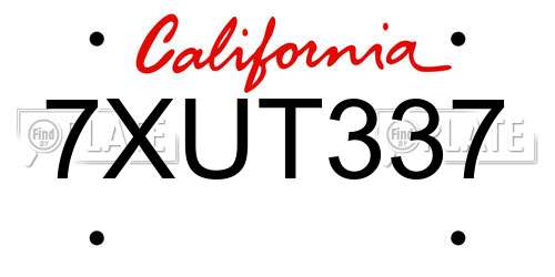 7XUT337 California License Plate