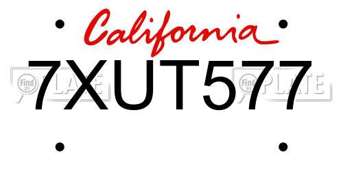 7XUT577 California License Plate