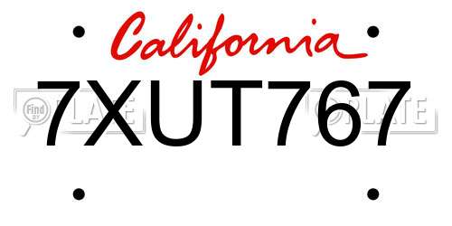 7XUT767 California License Plate