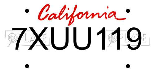 7XUU119 California License Plate