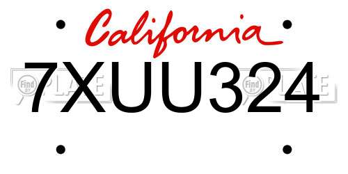 7XUU324 California License Plate