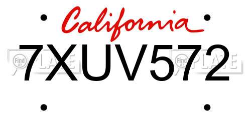 7XUV572 California License Plate