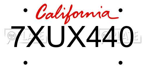 7XUX440 California License Plate