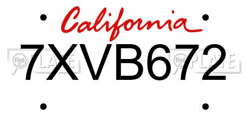 7XVB672 California License Plate