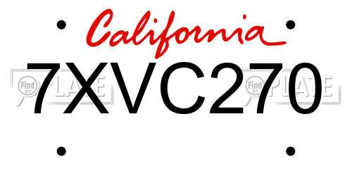 7XVC270 California License Plate