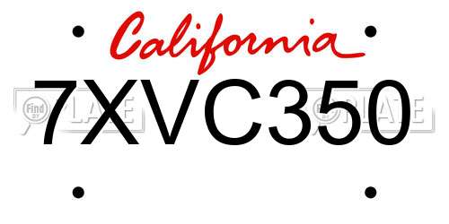 7XVC350 California License Plate