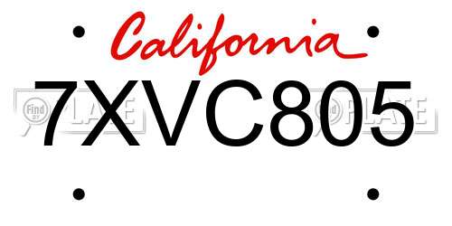 7XVC805 California License Plate