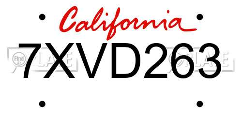 7XVD263 California License Plate