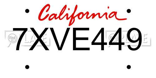 7XVE449 California License Plate