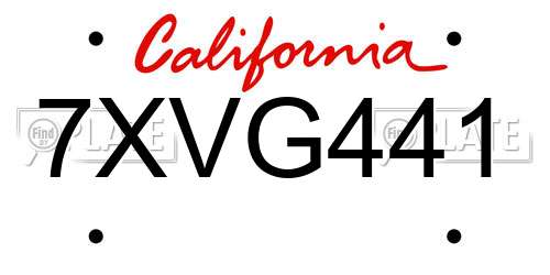 7XVG441 California License Plate