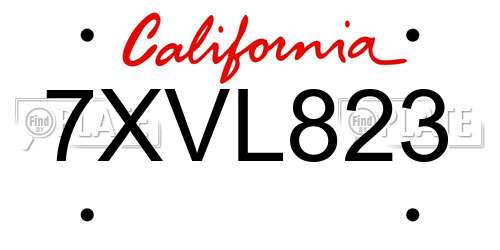 7XVL823 California License Plate