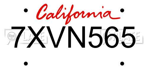 7XVN565 California License Plate