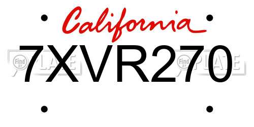 7XVR270 California License Plate