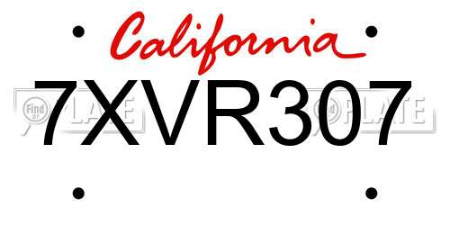 7XVR307 California License Plate