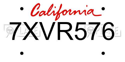 7XVR576 California License Plate