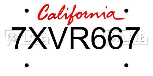7XVR667 California License Plate