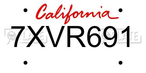 7XVR691 California License Plate