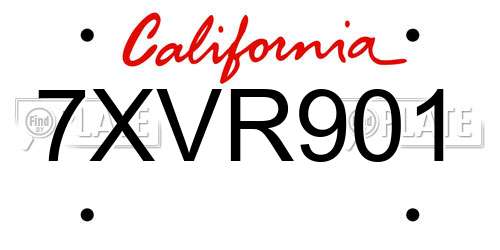 7XVR901 California License Plate