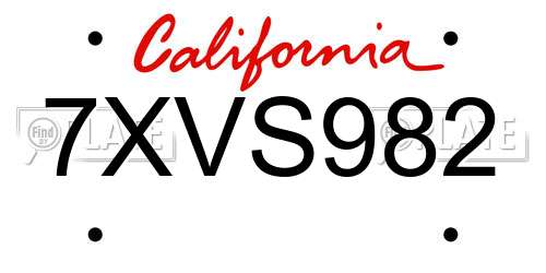 7XVS982 California License Plate