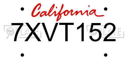 7XVT152 California License Plate