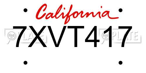 7XVT417 California License Plate