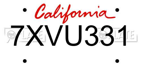 7XVU331 California License Plate
