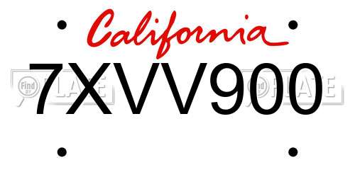 7XVV900 California License Plate