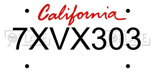 7XVX303 California License Plate