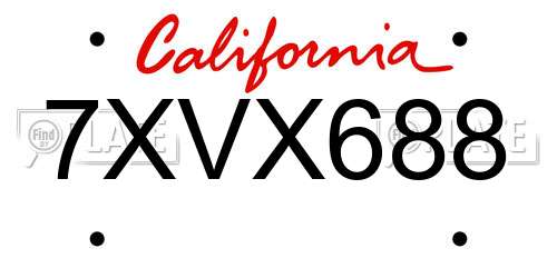 7XVX688 California License Plate
