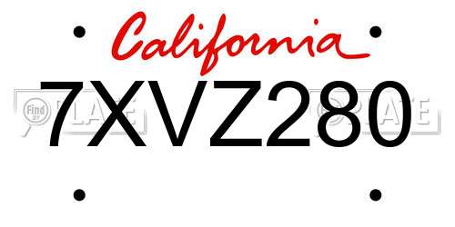 7XVZ280 California License Plate