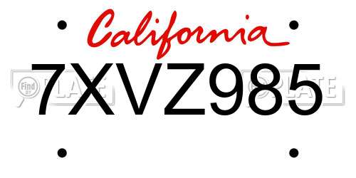 7XVZ985 California License Plate