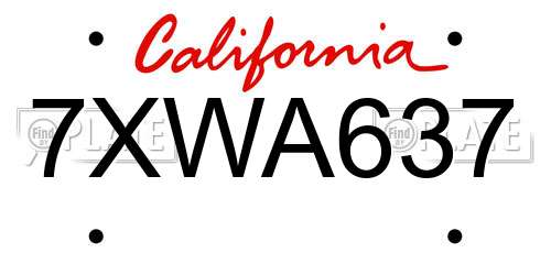 7XWA637 California License Plate