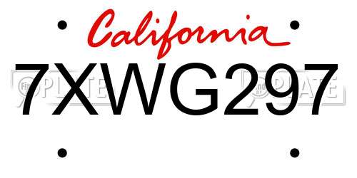 7XWG297 California License Plate