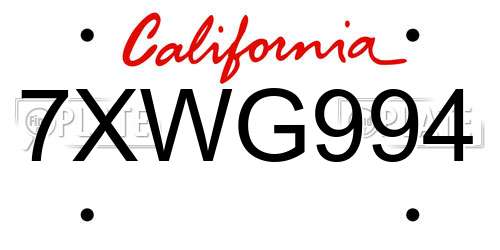 7XWG994 California License Plate