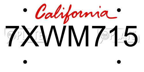 7XWM715 California License Plate