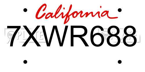 7XWR688 California License Plate