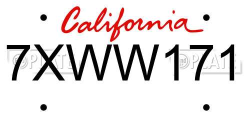 7XWW171 California License Plate